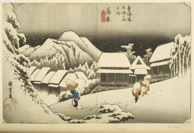 Kanbara: Nieve nocturna de Ando or Utagawa Hiroshige