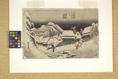 Kanbara, Nieve nocturna (xilografía en color) de Ando or Utagawa Hiroshige