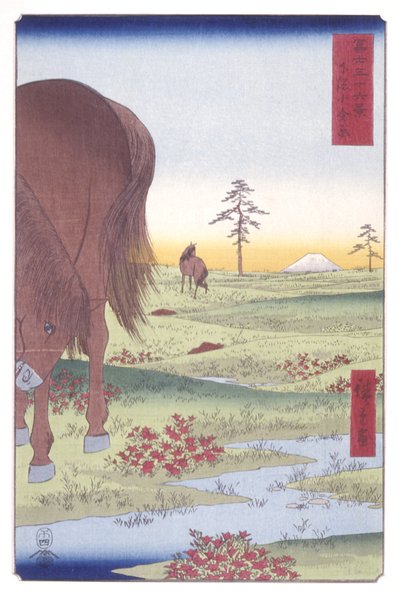 Llanura de Kogane en la provincia de Shim?sa (Shim?sa Koganegahara) (xilografía en color) de Ando or Utagawa Hiroshige