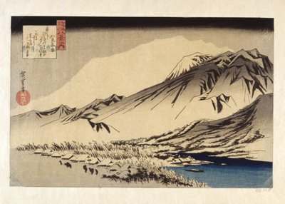 Nieve persistente en el monte Hira (xilografía en color) de Ando or Utagawa Hiroshige