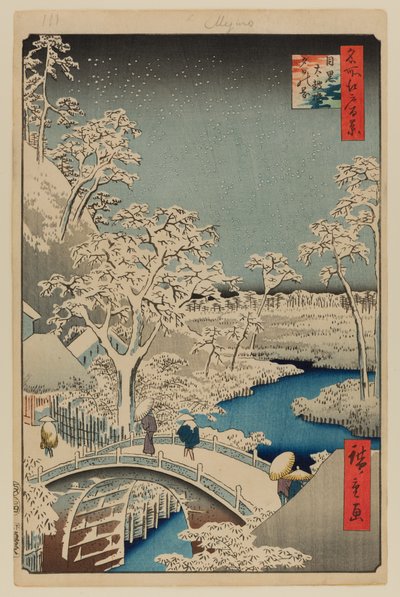 Puente Meguro Drum y Sunset Hill de Ando or Utagawa Hiroshige