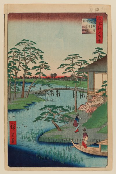 Templo Mokuboji, Ensenada de Uchigawa, Gozensaihata de Ando or Utagawa Hiroshige