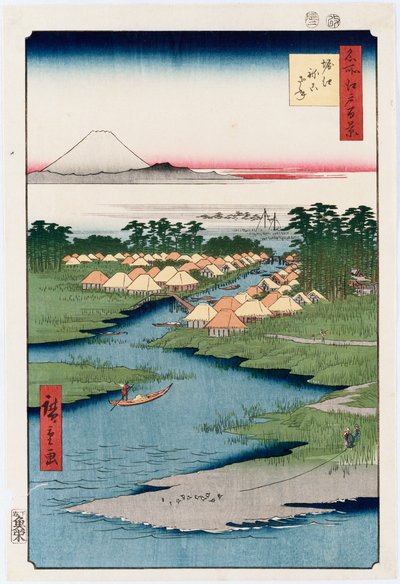 Nekozane en Horikiri, de la serie "Cien vistas de lugares famosos en Edo" de Ando or Utagawa Hiroshige