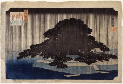 Lluvia nocturna en Karasaki (xilografía en color) de Ando or Utagawa Hiroshige