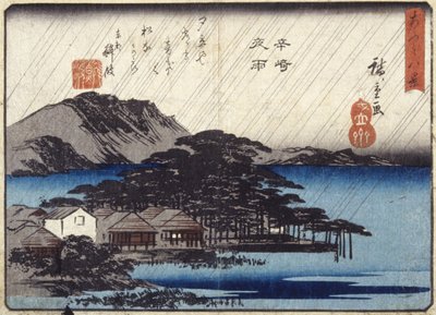 Lluvia nocturna en Karasaki (xilografía en color) de Ando or Utagawa Hiroshige