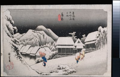Nieve nocturna, Kambara, de la serie "Las cincuenta y tres estaciones del Tokaido" de Ando or Utagawa Hiroshige
