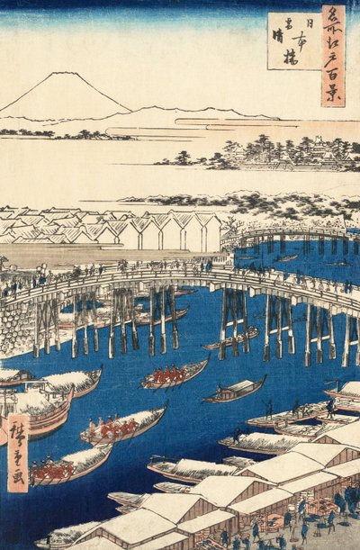 Nihonbashi, despejando después de la nieve por Utagawa Hiroshige de Ando or Utagawa Hiroshige