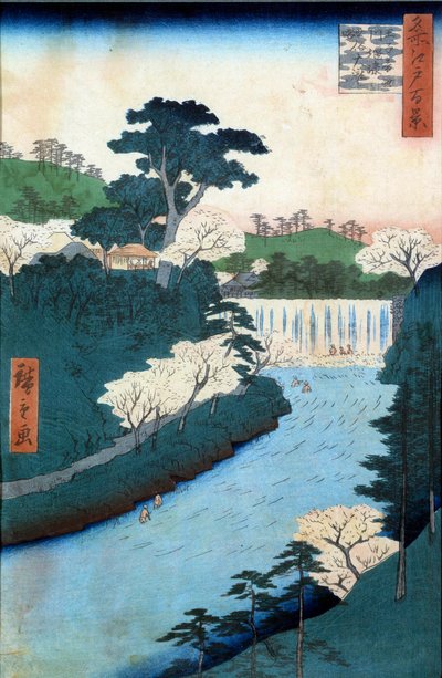 Cien vistas famosas de Edo: presa del río Otonashioji de Ando or Utagawa Hiroshige