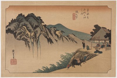 Sakanoshita: Montaña Fudesute de Ando or Utagawa Hiroshige