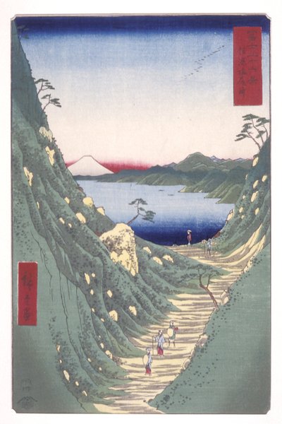 Paso de Shiojiri en la provincia de Shinano (Shinano Shiojirit?ge) (xilografía en color) de Ando or Utagawa Hiroshige