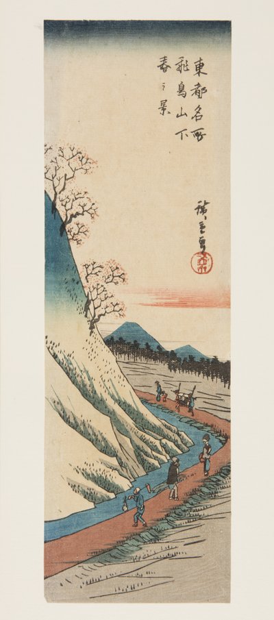 Vista de primavera al pie de la colina Asuka de Ando or Utagawa Hiroshige
