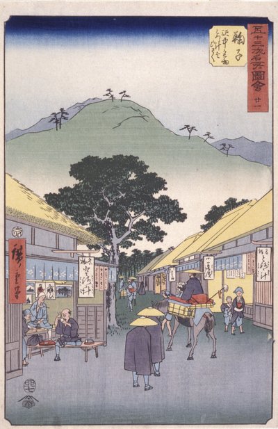 Estación 21, Maruko (xilografía en color) de Ando or Utagawa Hiroshige