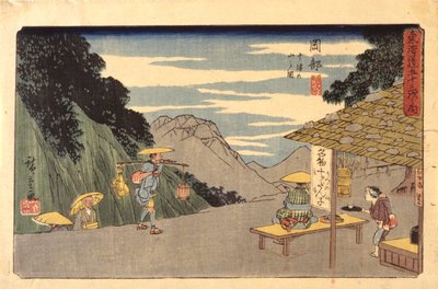 Estación 22, Okabe (xilografía en color) de Ando or Utagawa Hiroshige