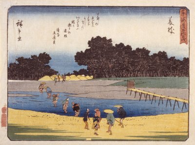 Estación 23, Fujieda (xilografía en color) de Ando or Utagawa Hiroshige