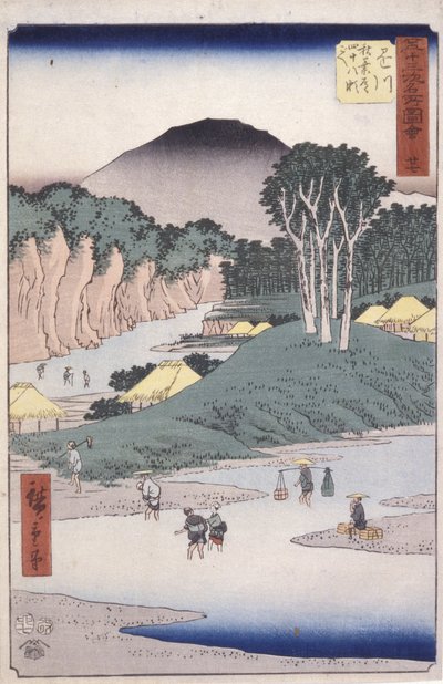 Estación 27, Kakegawa (xilografía en color) de Ando or Utagawa Hiroshige