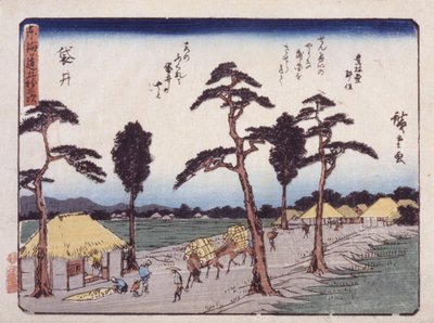 Estación 28, Fukuroi (xilografía en color) de Ando or Utagawa Hiroshige