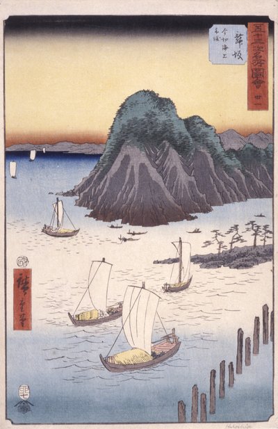 Estación 31, Maisaka (xilografía en color) de Ando or Utagawa Hiroshige