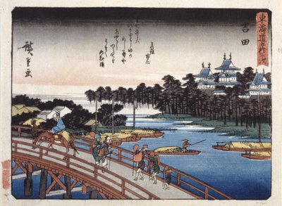 Estación 35, Yoshida; Serie Kyoka Tokaido (xilografía en color) de Ando or Utagawa Hiroshige