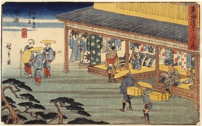Estación 41, Narumi (xilografía en color, lápiz) de Ando or Utagawa Hiroshige