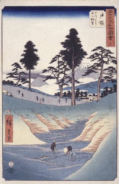 Estación 6, Totsuka (xilografía) de Ando or Utagawa Hiroshige