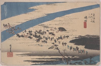 Banco Suruga del río Oi de Ando or Utagawa Hiroshige