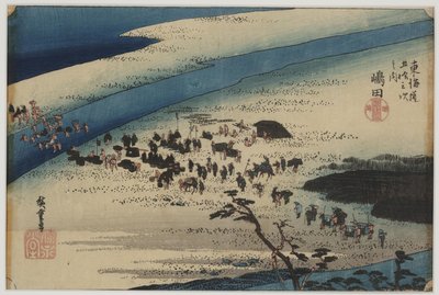 Banco Suruga del Río Oi de Ando or Utagawa Hiroshige