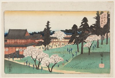 Templo T?eizan en Ueno (grabado en madera a color) de Ando or Utagawa Hiroshige