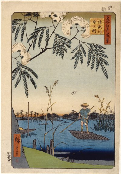 El puente Kanasugi en Shibaura (xilografía en color) de Ando or Utagawa Hiroshige