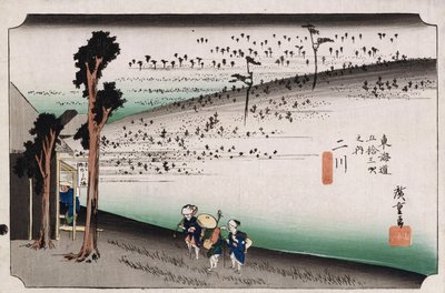 La meseta del mono, Futagawa, de la serie Las cincuenta y tres estaciones de Tokaido de Ando or Utagawa Hiroshige