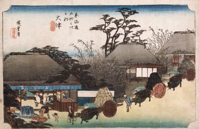 Casa de té del pozo corriendo, Otsu, de la serie "Las cincuenta y tres estaciones del Tokaido" de Ando or Utagawa Hiroshige