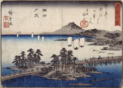 Twilight Glow At Seta (impresión xilográfica en color) de Ando or Utagawa Hiroshige