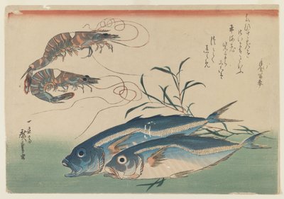 Dos Camarones con Dos Jureles, c.1832-33 de Ando or Utagawa Hiroshige