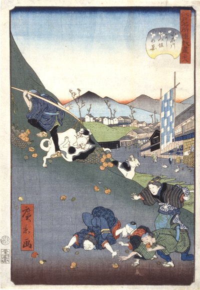 Vista de Nishitomizaka en Koishikawa (38) (Koishikawa Nishitomizaka No Kei 38) (xilografía en color) de Ando or Utagawa Hiroshige