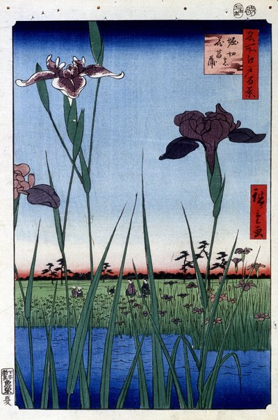Iris de agua - Estampa japonesa de Utagawa Hiroshige. Cien vistas de Edo de Ando or Utagawa Hiroshige