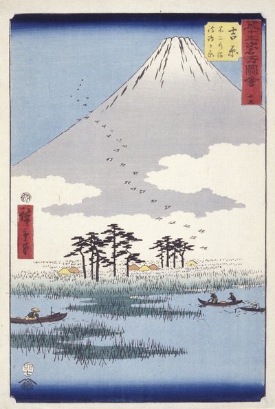 Yoshiwara: Fujinonuma Ukishimagahara (xilografía) de Ando or Utagawa Hiroshige