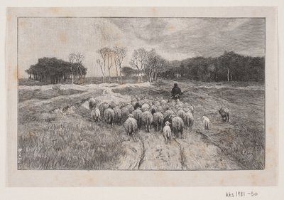 Paisaje con ovejas y pastor de André Bork