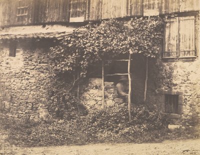 [Edificio Rústico con Hombre bajo Enrejado], ca. 1853 de André Giroux