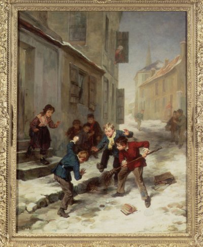 Niños persiguiendo una rata de André Henri Dargelas