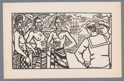 Tres mujeres de África y dos marineros
Escale africaine
Seis xilografías con escenas marítimas (título de la serie)
Grand Largue (título de la serie) de André Lhote