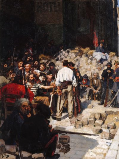 Barricada, la Comuna de París, mayo 1871 de André Victor Édouard Devambez