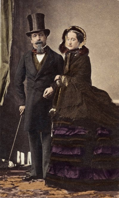 Napoleón III y la Emperatriz Eugenia por Disderi (1819-1889) - circa 1865 - Coloreado digital de Andre Adolphe Eugene Disderi