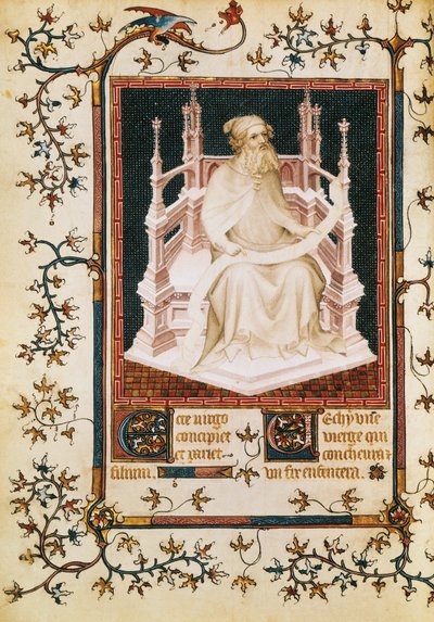 El profeta Isaías, miniatura del Salterio, por André Beauneveu para el Duque de Berry, manuscrito, Francia. de Andre Beauneveu