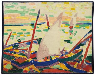 Barcos en la playa de Collioure; Bateaux sur la plage a Collioure de Andre Derain