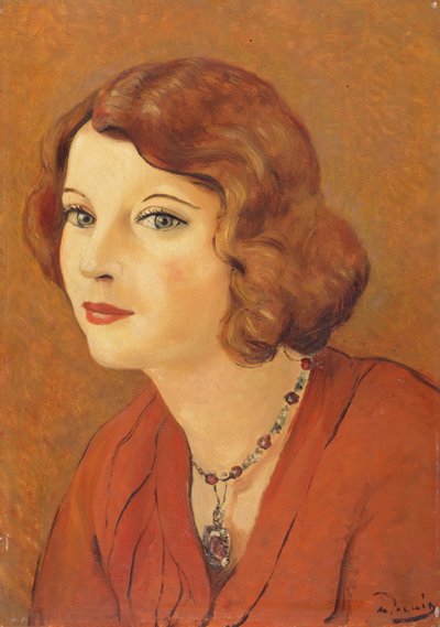Retrato de Madame van Leer, c.1929 (óleo sobre tabla) de Andre Derain