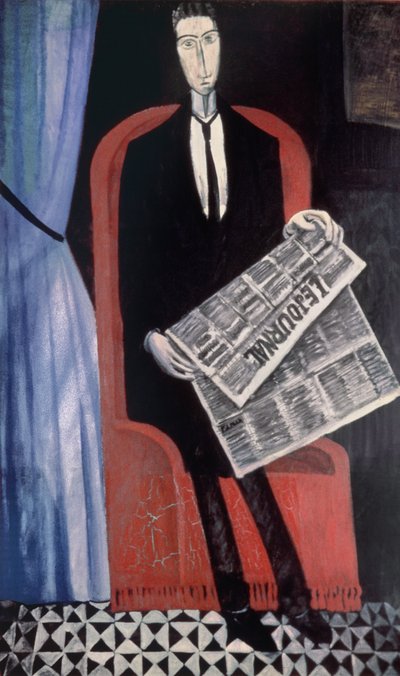 Retrato de un hombre con un periódico de Andre Derain