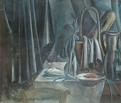 Bodegón con panera, jarra y copa de vino de Andre Derain