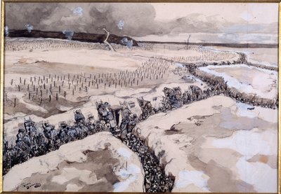 Antes de un ataque. Soldados en las trincheras justo antes del asalto en invierno de 1915 de Andre Devambez