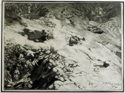 Refugio en agujeros de bombas durante la Primera Guerra Mundial de Andre Devambez