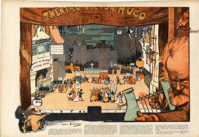 Teatro por Victor Hugo por André Devambez (1867-1944) caricatura en "Le rire" de 1902 de Andre Devambez