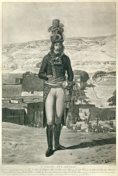 Retrato de pie del General Louis Charles Antoine Desaix durante la campaña de Egipto en 1798 de Andre Dutertre